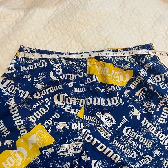 Corona Swim Trunks Men’s XL Blue Yellow Netted Lined Summer Beach Travel Beer - Picture 5 of 8